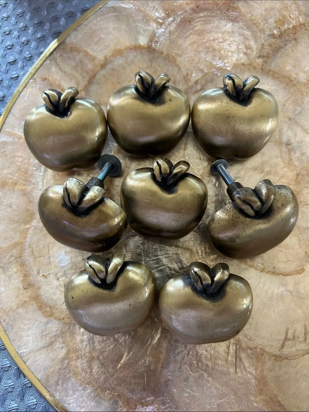 Brass Apple Decorative Accent Pieces - Set of 8